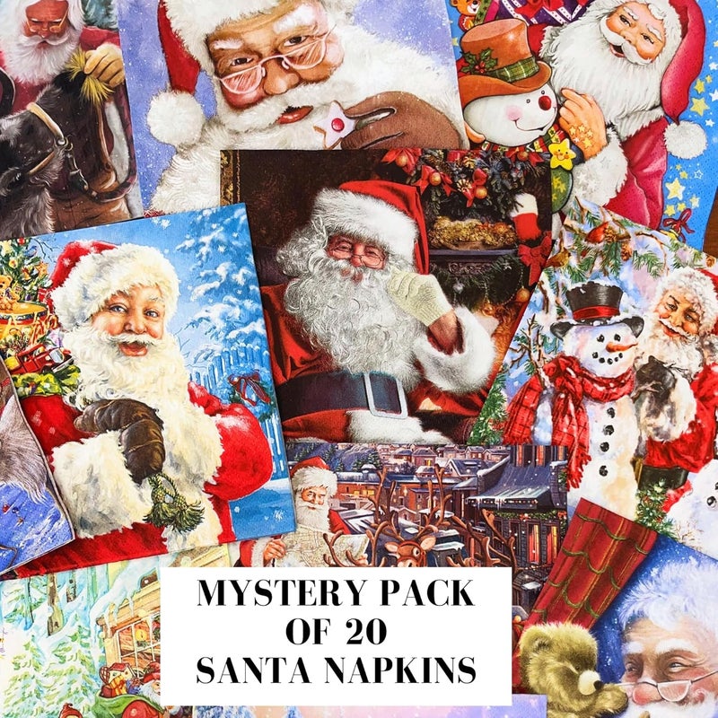 Keep Unique Mystery Pack Decoupage Paper Napkins, 20-ct Assorted Surprise Napkins, Decorative Napkins Santa for Art Craft Junk Journal, 20 Different Designs - Image 2